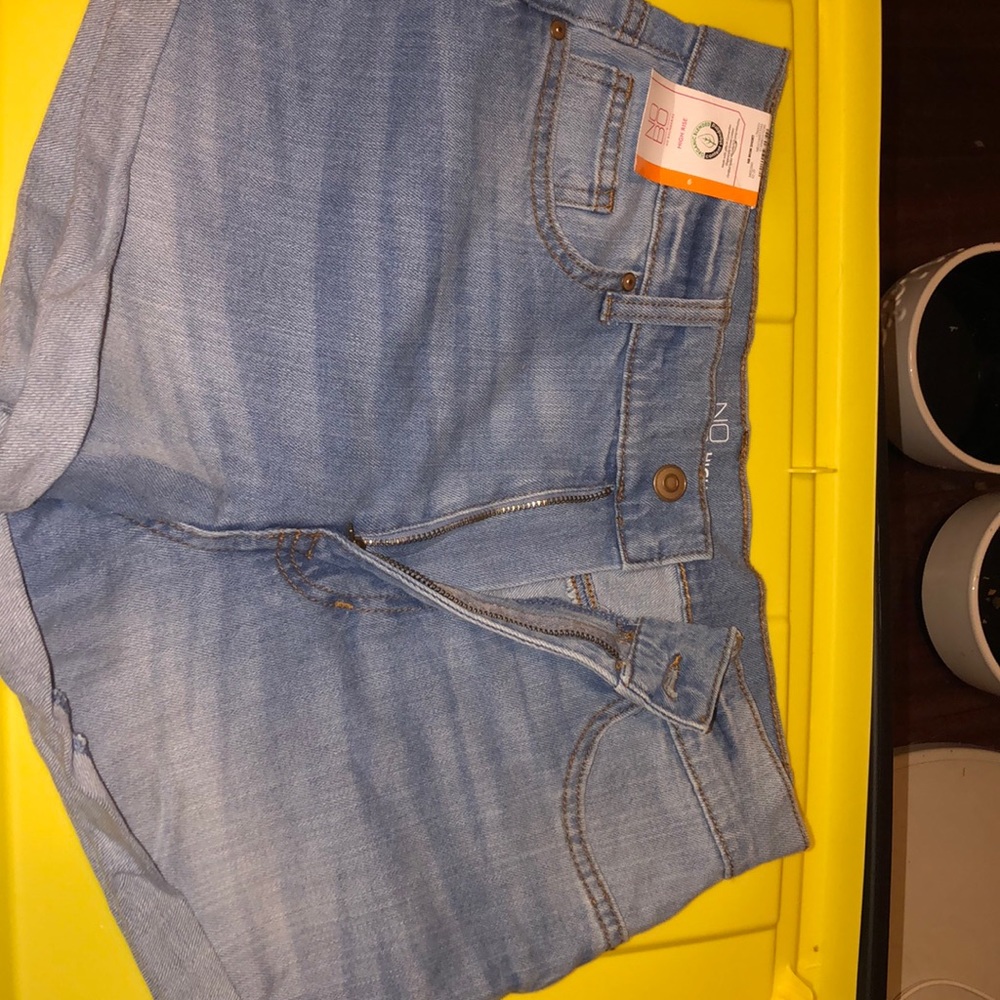 Light blue high rise shorts